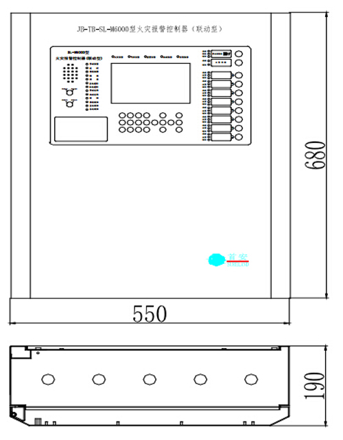 JB-TB-SL-M6000壁掛式火災報警控制器外形尺寸圖